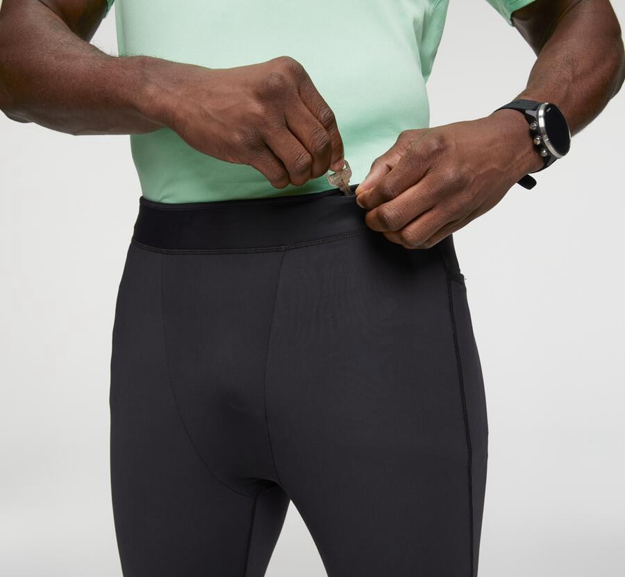 Hoka One One Mens Pants - Performance Full Length Tight - Black - EHYZ31749